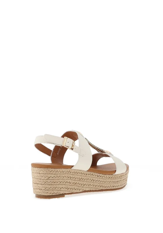 Lunar Ravena Woven Platform Sandals, White