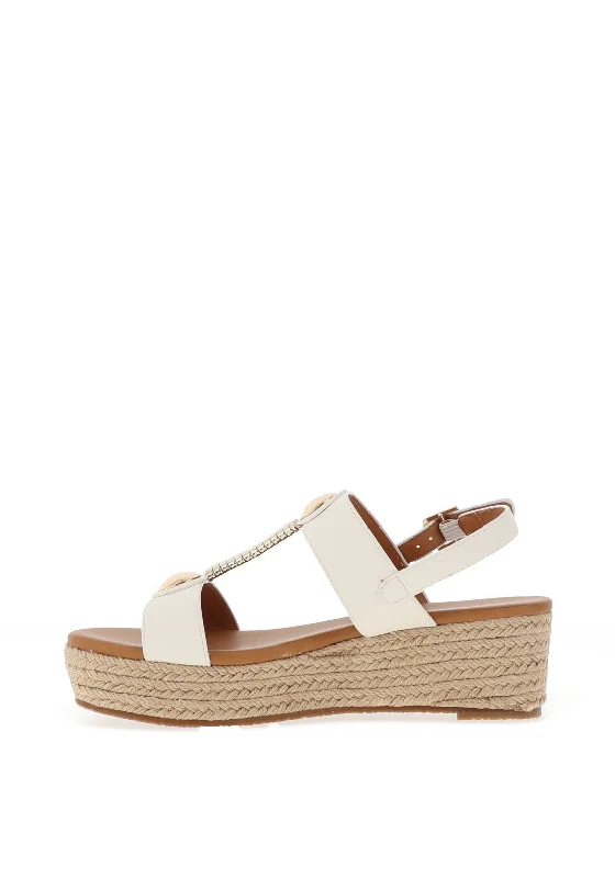 Lunar Ravena Woven Platform Sandals, White