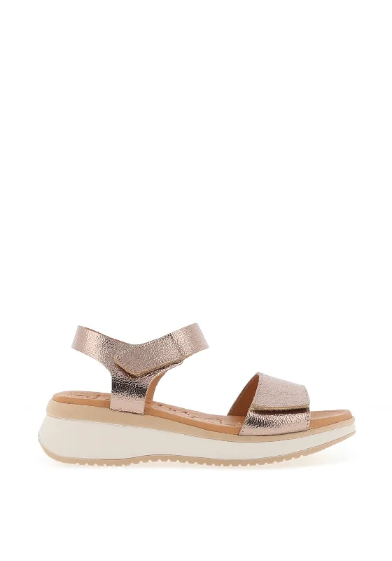 Oh My Sandals Velcro Strap Platform Sandals, Bronze