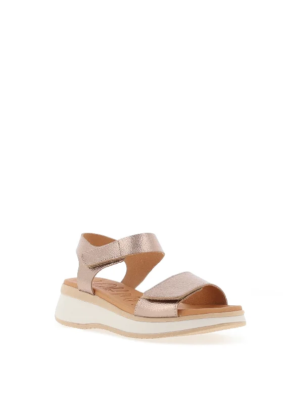 Oh My Sandals Velcro Strap Platform Sandals, Bronze