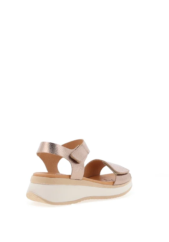 Oh My Sandals Velcro Strap Platform Sandals, Bronze