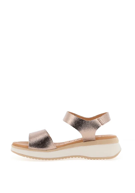 Oh My Sandals Velcro Strap Platform Sandals, Bronze