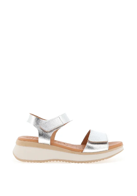 Oh My Sandals Velcro Strap Platform Sandals, Silver