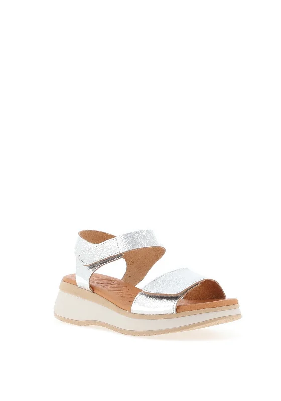 Oh My Sandals Velcro Strap Platform Sandals, Silver