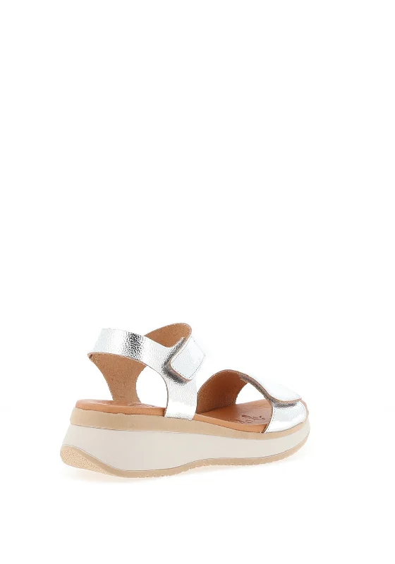 Oh My Sandals Velcro Strap Platform Sandals, Silver