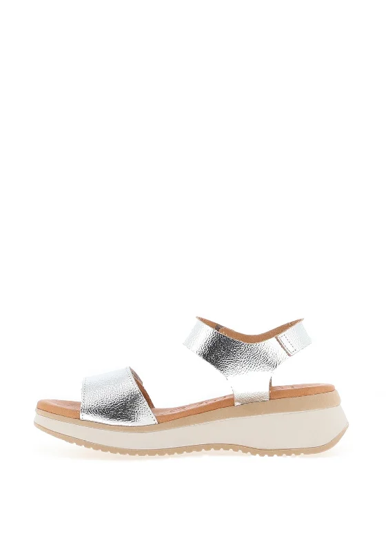 Oh My Sandals Velcro Strap Platform Sandals, Silver