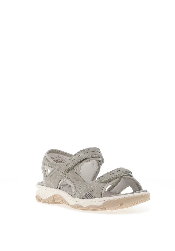 Rieker Printed Velcro Strap Sandals, Grey