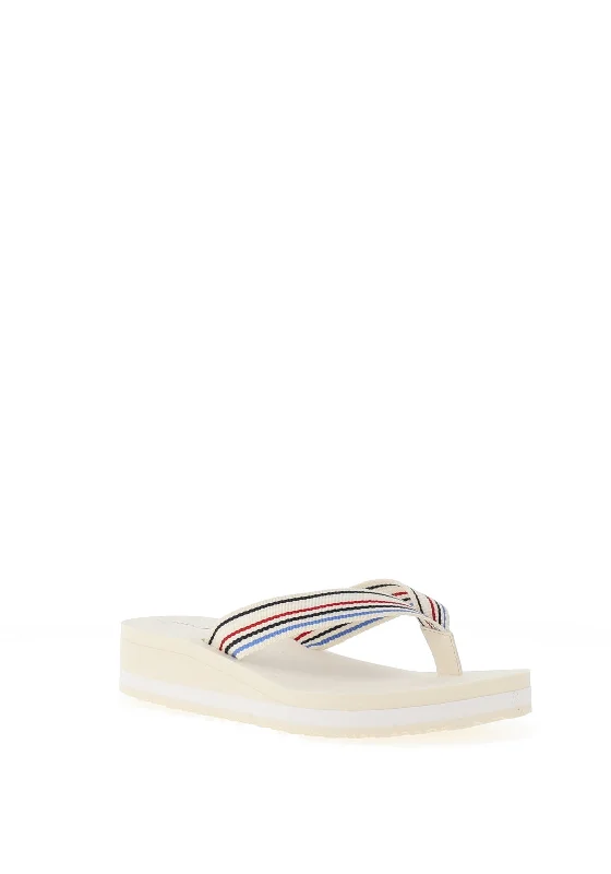 Tommy Hilfiger Womens Wedge Stripes Beach Flip Flop Sandals, Calico