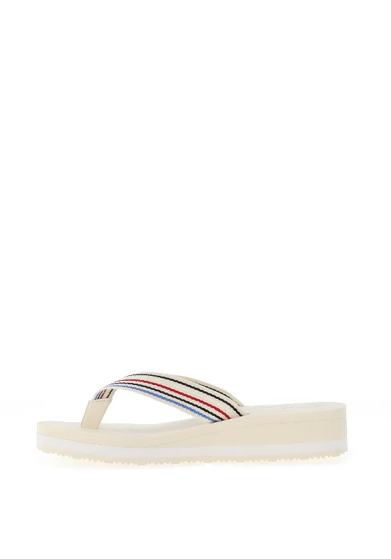 Tommy Hilfiger Womens Wedge Stripes Beach Flip Flop Sandals, Calico