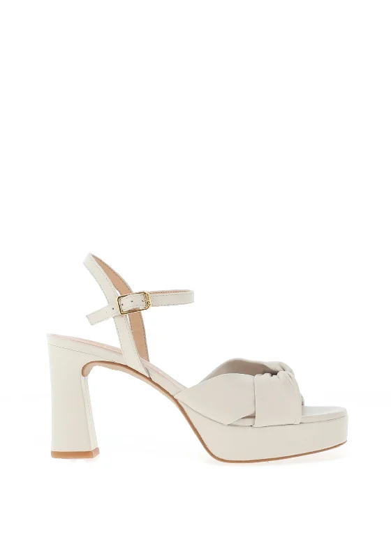 Unisa Onoa Leather Twist Strap Platform Heeled Sandals, Ivory