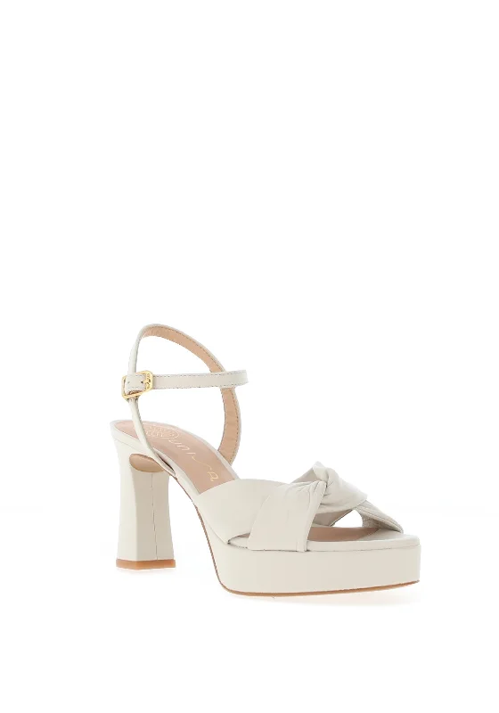 Unisa Onoa Leather Twist Strap Platform Heeled Sandals, Ivory