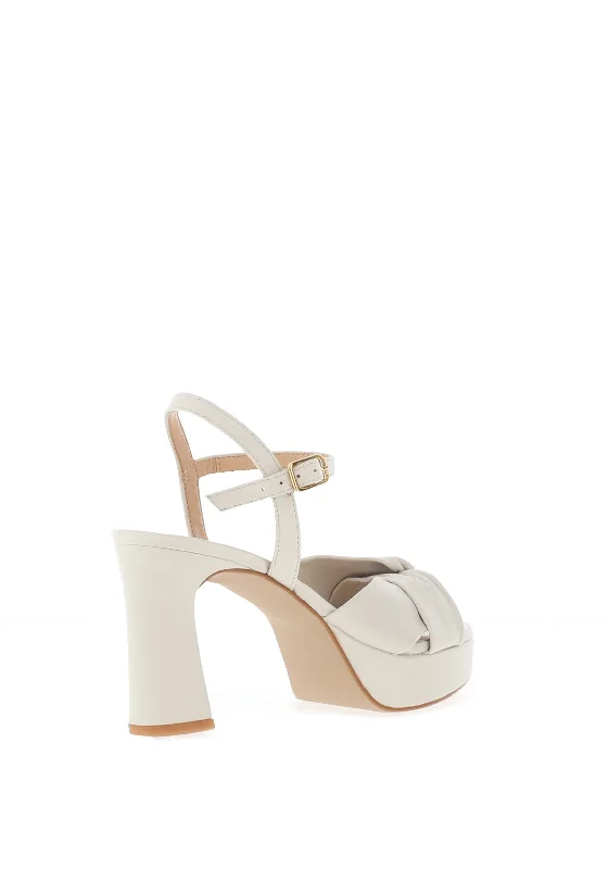 Unisa Onoa Leather Twist Strap Platform Heeled Sandals, Ivory