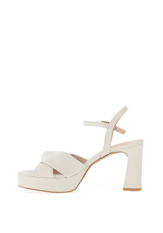 Unisa Onoa Leather Twist Strap Platform Heeled Sandals, Ivory