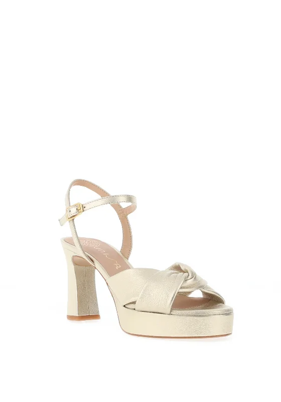 Unisa Onoa Leather Twist Strap Platform Heeled Sandals, Gold