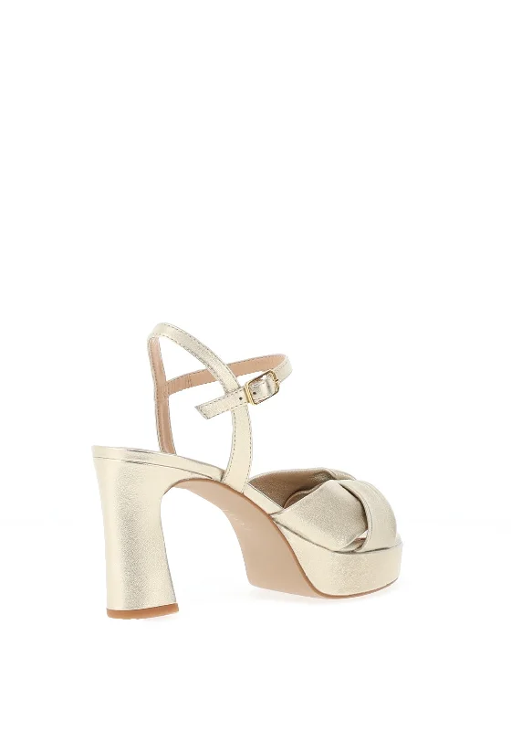 Unisa Onoa Leather Twist Strap Platform Heeled Sandals, Gold