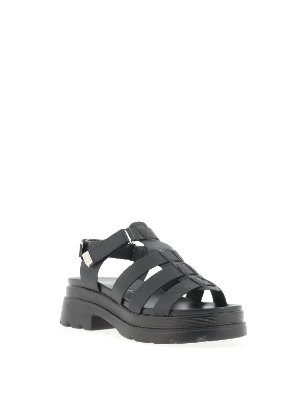 Xti Womens Faux Leather Caged Sandals, Black