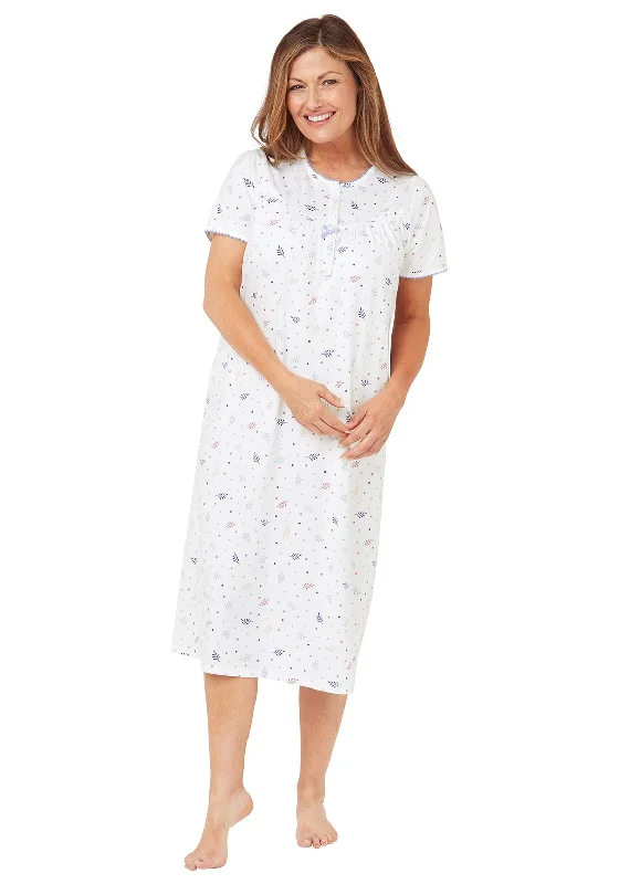 Marlon Short Sleeve Leaf Print Nightdress, Blue